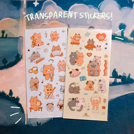 cat transparent stickers! (set available)